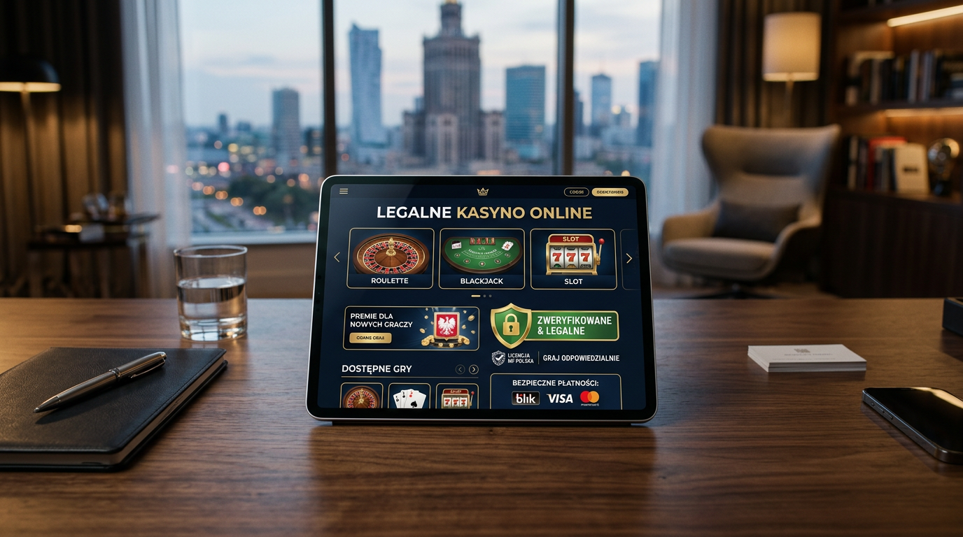 Tablet z rankingiem legalnych kasyn online na rok 2026 na luksusowym biurku