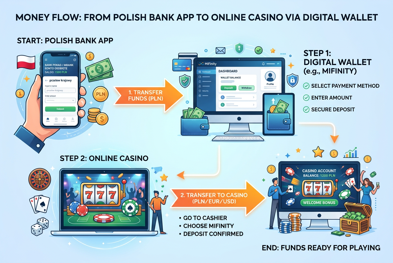 Diagram przepływu płatności w kasynie online